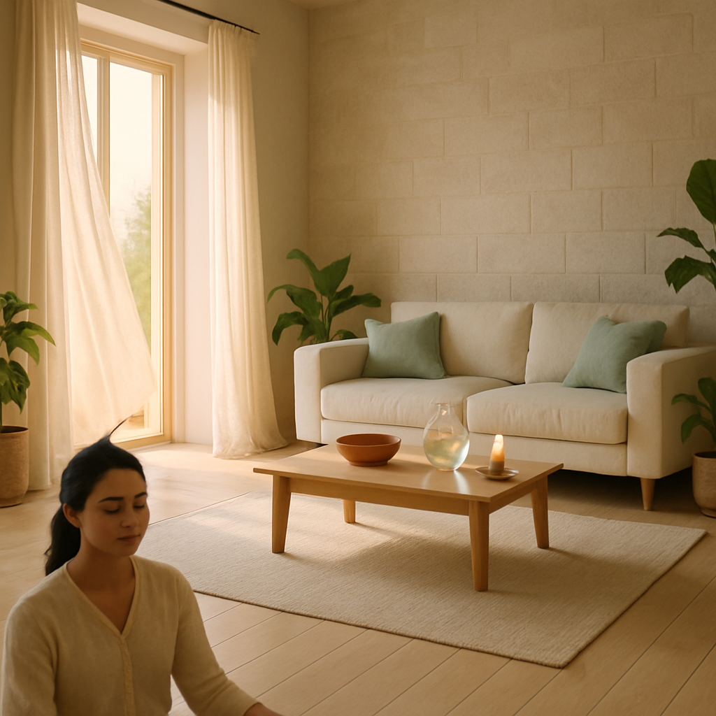 Supportive image showing a calm, sunlit interior with natural materials